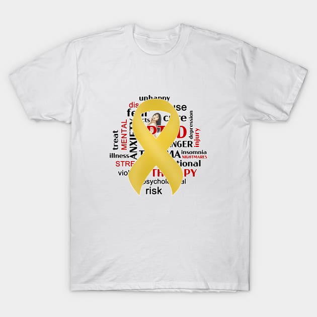 Illustration with Watchwords – PTSD Awareness Ribbon T-Shirt by XCOLLECTION